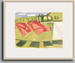 Lois Dodd   "Red Laundry #3"   1980   11" x 15"